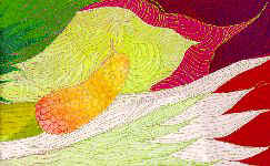 Detail of Skagit Valley Scarlet, Copyright  1999, Caryl Bryer Fallert